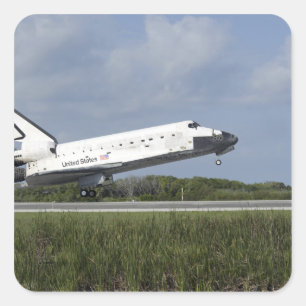 Space shuttle Discovery landt op Runway 33 Vierkante Sticker