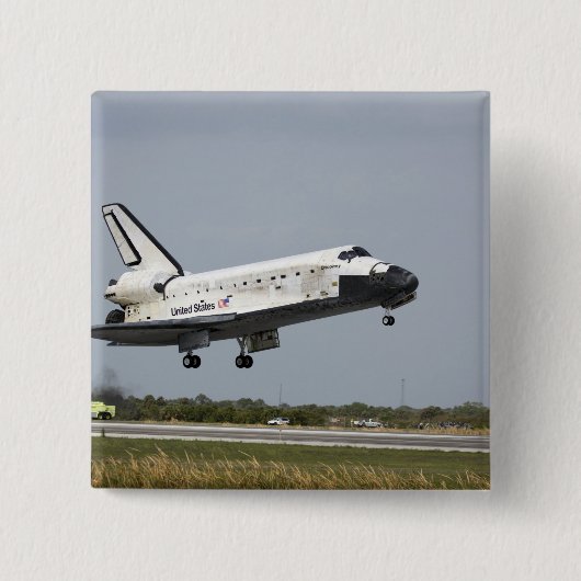Space Shuttle Discovery nadert landing 3 Vierkante Button 5,1 Cm (Voorkant)