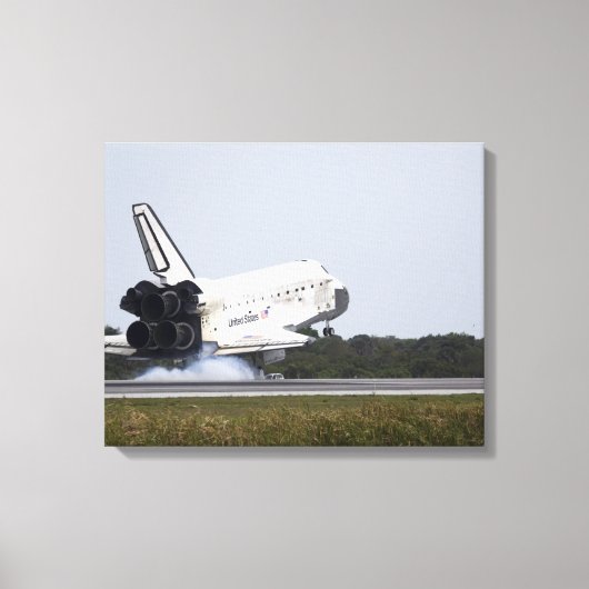 Space Shuttle Discovery raakt 2 Canvas Afdruk (Voorkant)