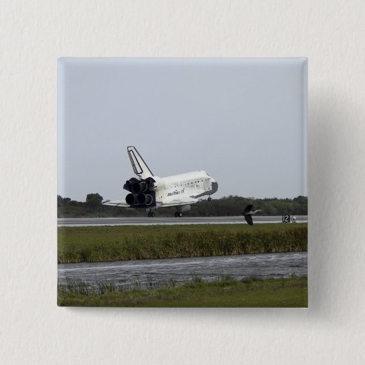 Space Shuttle Discovery raakt 3 Vierkante Button 5,1 Cm (Voorkant)
