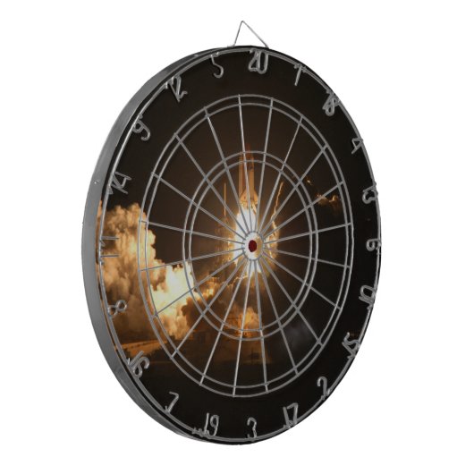 Space Shuttle Earth Orbital Spacecraft Night Canva Dartbord (Voorkant Links)