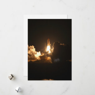 Space Shuttle Earth Orbital Spacecraft Night Canva Feestdagenkaart