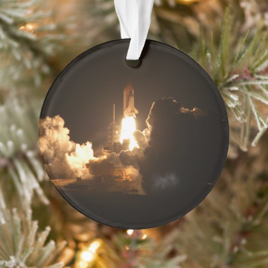 Space Shuttle Earth Orbital Spacecraft Night Canva Ornament (Boom)