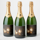 Space Shuttle Earth Orbital Spacecraft Night Canva Sparkling Wijnetiket (Flessen)