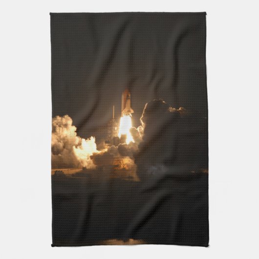 Space Shuttle Earth Orbital Spacecraft Night Canva Theedoek (Verticaal)