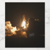 Space Shuttle Earth Orbital Spacecraft Night Canva Wijn Etiket (Enkel label)