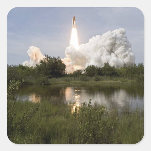 Space Shuttle Endeavour gaat van start 7 Vierkante Sticker (Voorkant)