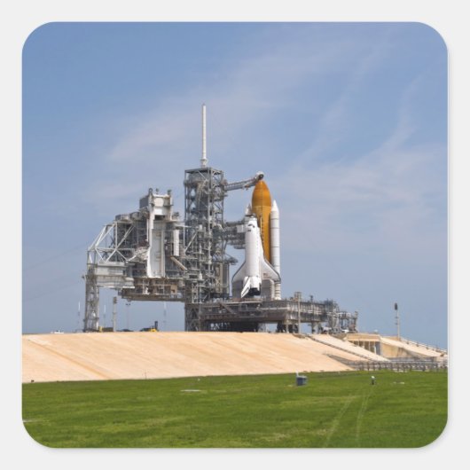 Space Shuttle Endeavour op het lanceerplatform 4 Vierkante Sticker (Voorkant)