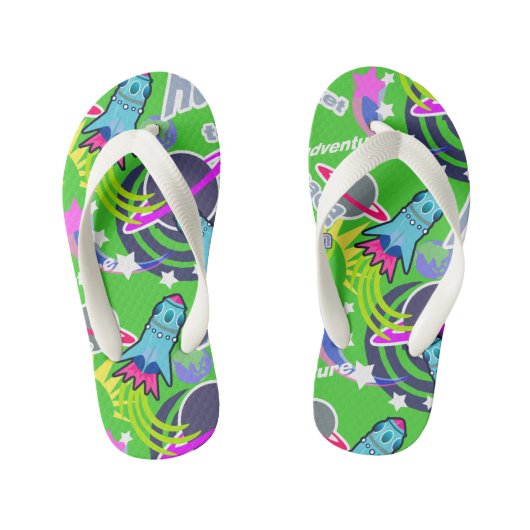 Space Shuttle Green. Teenslippers kind (Voetbed)