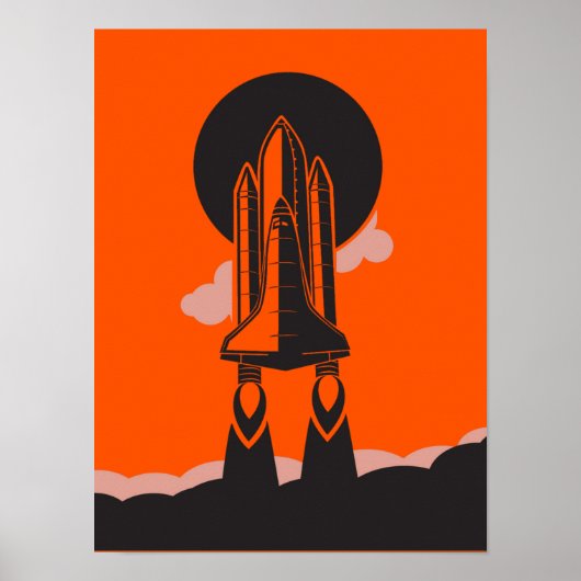 Space Shuttle Launch Silhouette Poster (Voorkant)