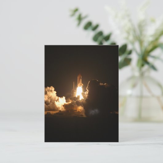 Space Shuttle Night Launch Poster Briefkaart (Staand voorkant)