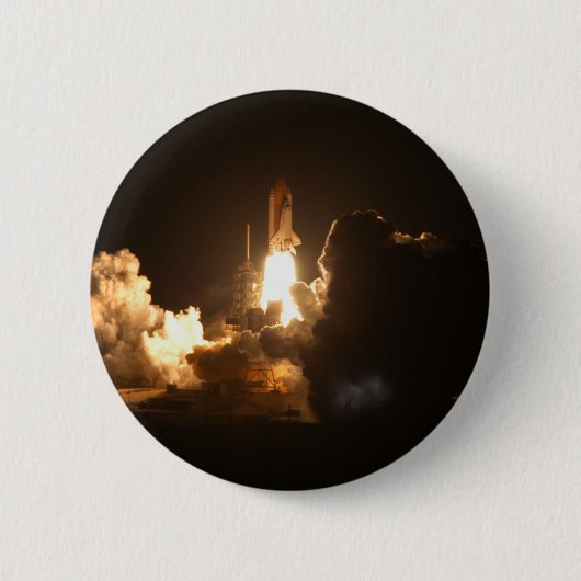 Space Shuttle Night Launch Poster Ronde Button 5,7 Cm (Voorkant)