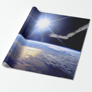 Space Shuttle-robotarm aardbaan zonnevlam Cadeaupapier