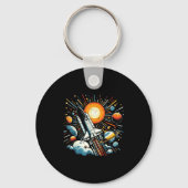 Space Shuttle Sun Planets Rocket Galaxy Boys Kids  Sleutelhanger (Voorkant)
