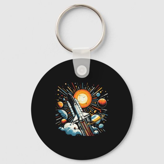 Space Shuttle Sun Planets Rocket Galaxy Boys Kids  Sleutelhanger (Voorkant)