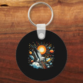 Space Shuttle Sun Planets Rocket Galaxy Boys Kids  Sleutelhanger (Voorkant)