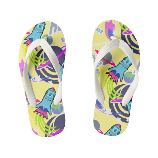 Space Shuttle Yellow. Teenslippers kind (Voetbed)