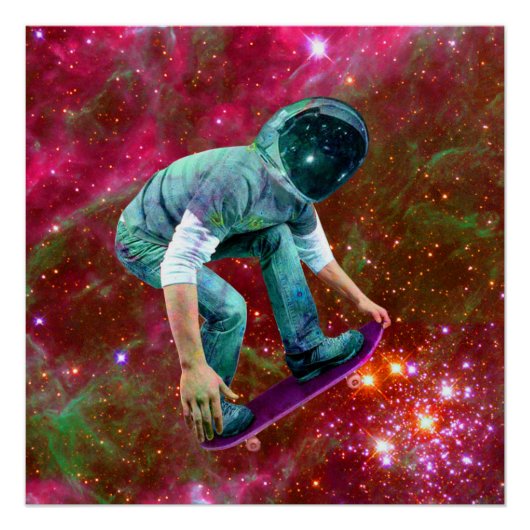 Space Skateboarder Perfect Poster (Voorkant)