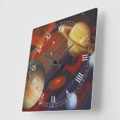 Space Square Roman Numerus Clock Vierkante Klok (Hoek)