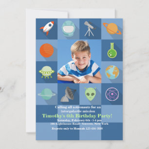 Space Squares Fotouitnodiging Kaart