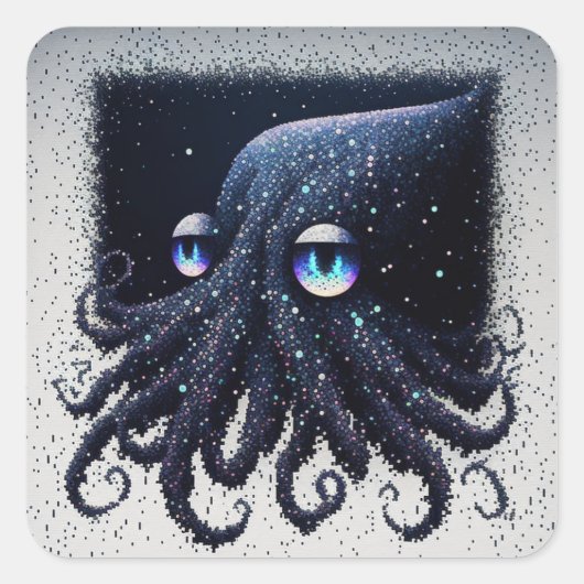 Space Squid Vierkante Sticker (Voorkant)