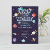 Space Star Birthday Invitation Out Of This World (Debout devant)