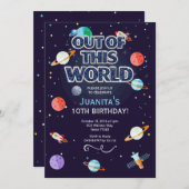 Space Star Birthday Invitation Out Of This World (Devant / Derrière)