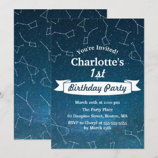 Space Star Constellation Astronomer Birthday Party Kaart