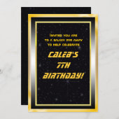 Space Stars Gold Black Galaxy Invitations (Devant / Derrière)