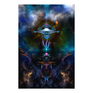 Space Station Ansarious Fractal Art Photo Enlargem Foto Afdruk