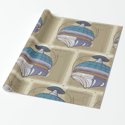 Space Station Sketch Cadeaupapier (Uitgerold)