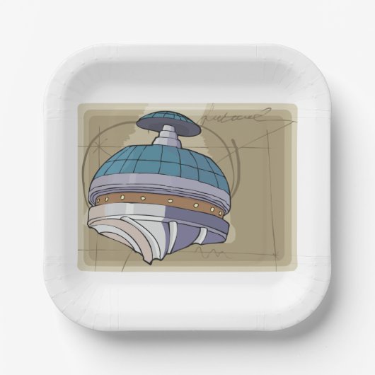 Space Station Sketch Papieren Bordje (Voorkant)