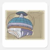 Space Station Sketch Vierkante Sticker (Voorkant)