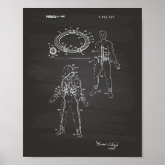 Space Suit 1973 Patent Art Chalkboard Poster