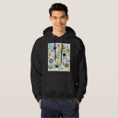 "Space" Sweat - shirt à capuche noir masculin (Devant entier)