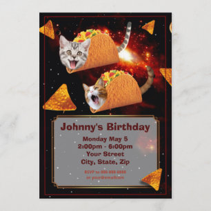 Space Taco Cats Drôle Invitation