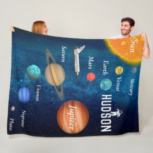 Space Thema Zonnestelsel Planeten Jongens Kamer Fleece Deken
