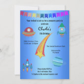 Space Theme Blue Star Birthday Kaart (Voorkant)