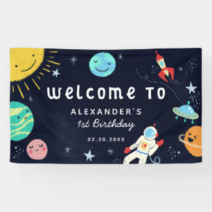 Space Theme Galaxy Verjaardagsfeestje Welkom Spandoek