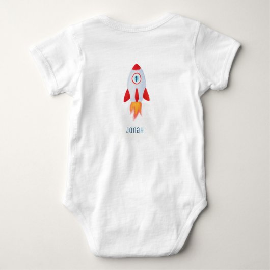 Space theme Outer Space Rocket 1st Birthday Paper Romper (Achterkant)