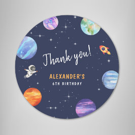 Space Theme Verjaardagsfeestje Favor Dank u Ronde Sticker