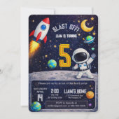 Space Themed Birthday Blast Off Outer Space Kaart (Voorkant)