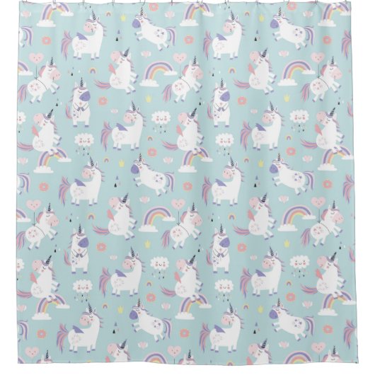 Space Unicorns Shower Curtain Douchegordijn (Voorkant)