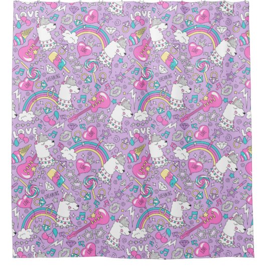 Space Unicorns Shower Curtain Douchegordijn (Voorkant)