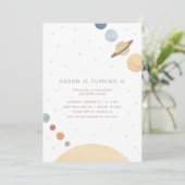 Space Watercolor Boy Invitation de fête d'annivers (Debout devant)