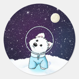 Space Westie Ronde Sticker