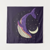 Space whale: kleurrijk geïllustreerd portret. wandkleed (Voorkant (horizontaal))