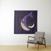 Space whale: kleurrijk geïllustreerd portret. wandkleed (In Situ (horizontaal))