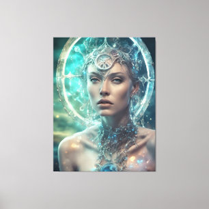 Space Woman Mooie Scifi Canvas Afdruk
