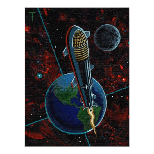 Space X-sterrenschip Foto Afdruk (Voorkant)